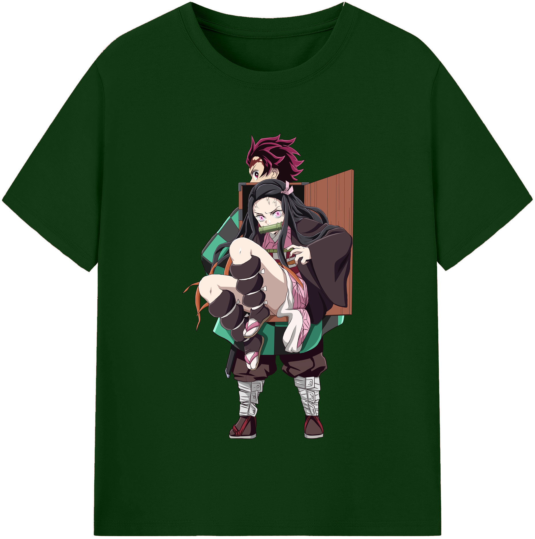 （画像用） 鬼滅の刃（きめつのやいば）竈門 禰󠄀豆子／かまど ねずこ Kamado Nezuko 綿100％半袖Tシャツ（フロントプリント）